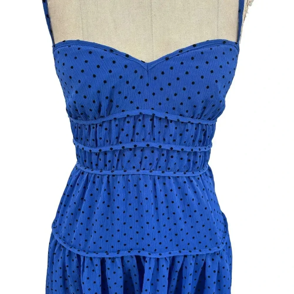 La Maison Talulah Sorrento‎ Midi Dress Azure Blue Polka Dot Size Small - Picture 4 of 15